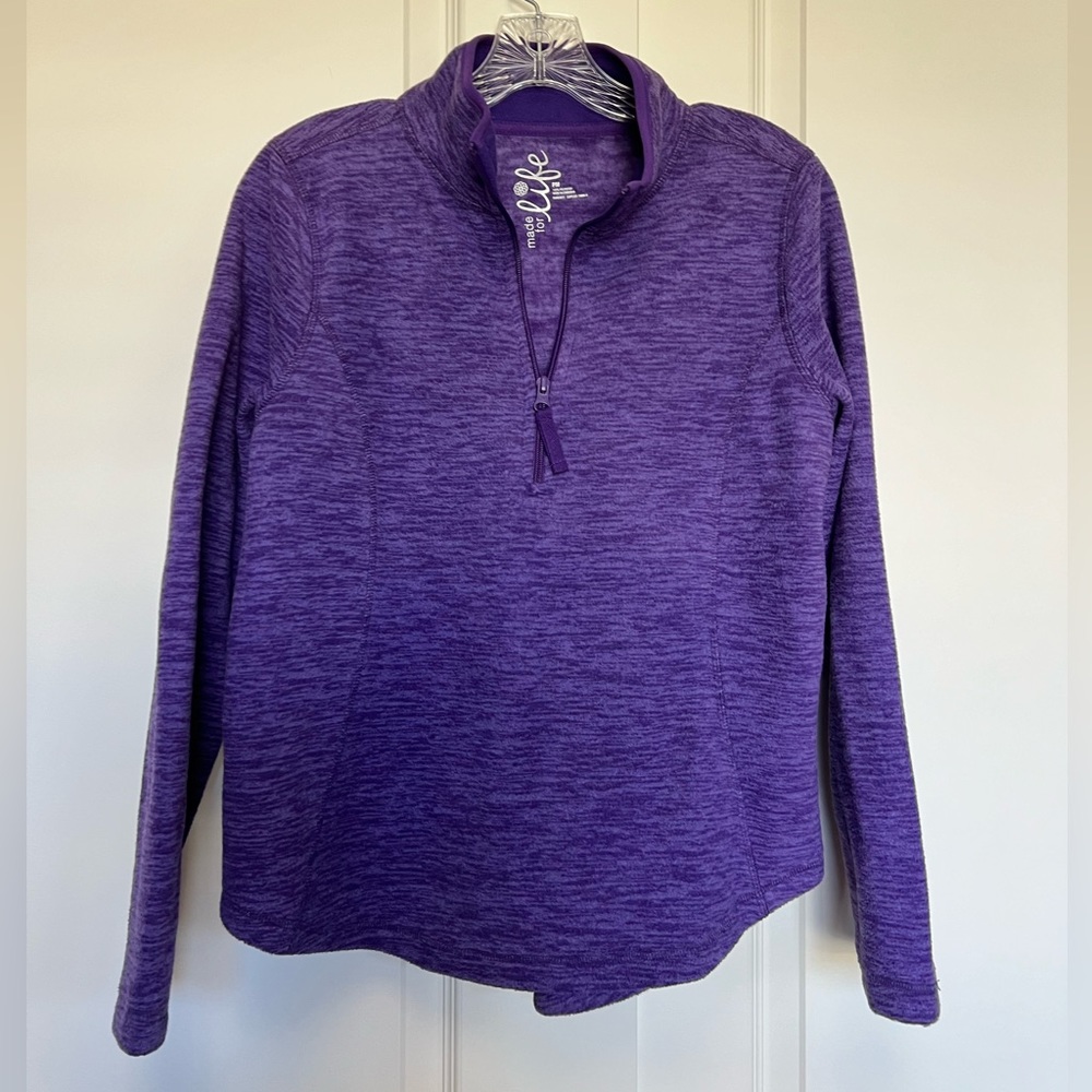 Made for Life Purple Marled Fleece Quarter Zip Long Sleeve Jacket Pullover M